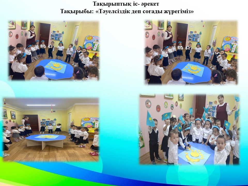 Тақырыбы: «Тәуелсіздік деп соғады жүрегіміз»    Ортаңғы "Ақбота"тобы 