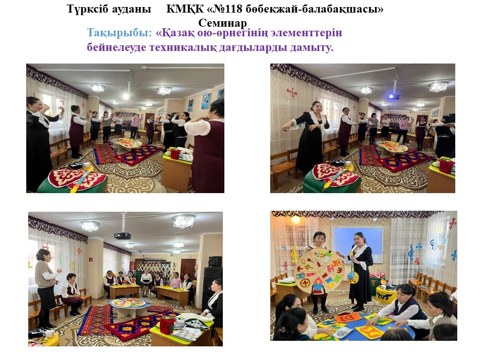 Семинар Тақырыбы: «Қазақ ою-өрнегінің элементтерін бейнелеуде техникалық дағдыларды дамыту.